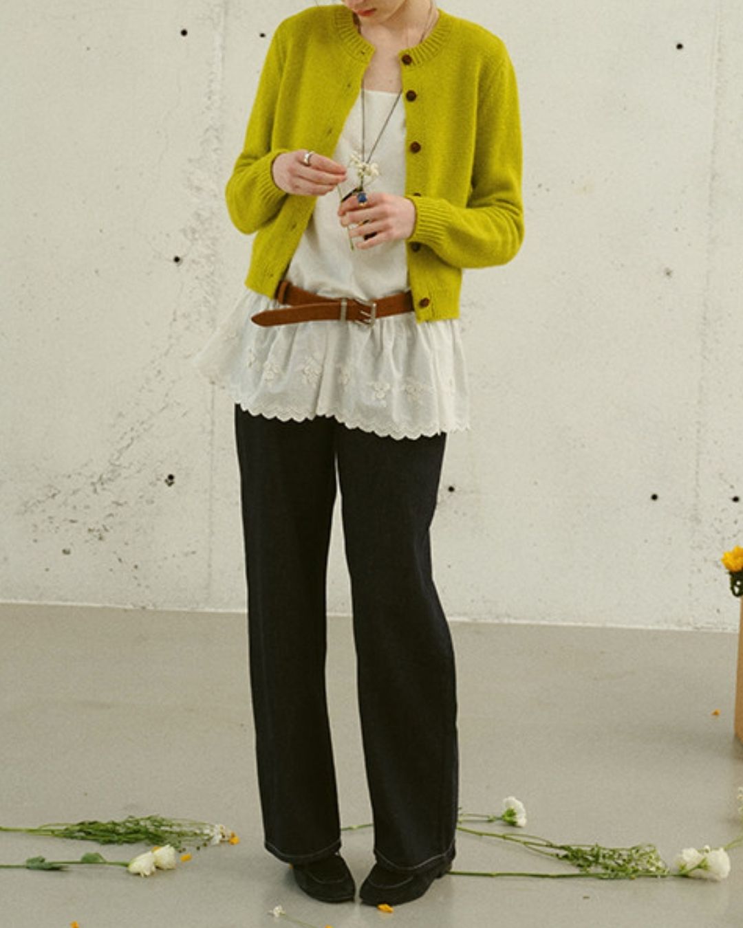 Round Neck Retro Fluffy Knit Cardigan　KN115