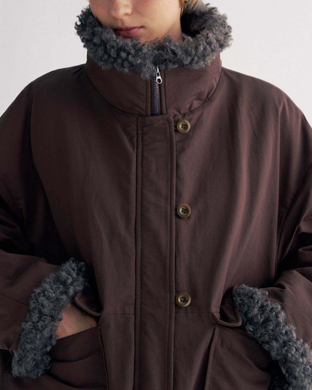 Stand-up Boa Collar Padded Jacket　JK077