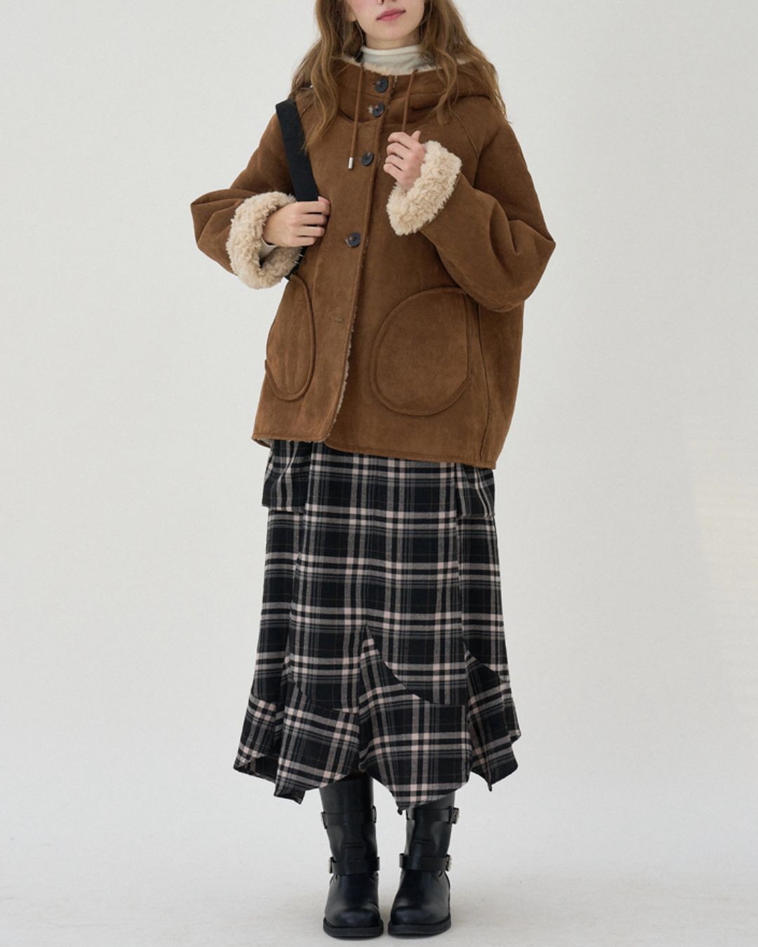 Fluffy Reversible Hooded Jacket　JK067