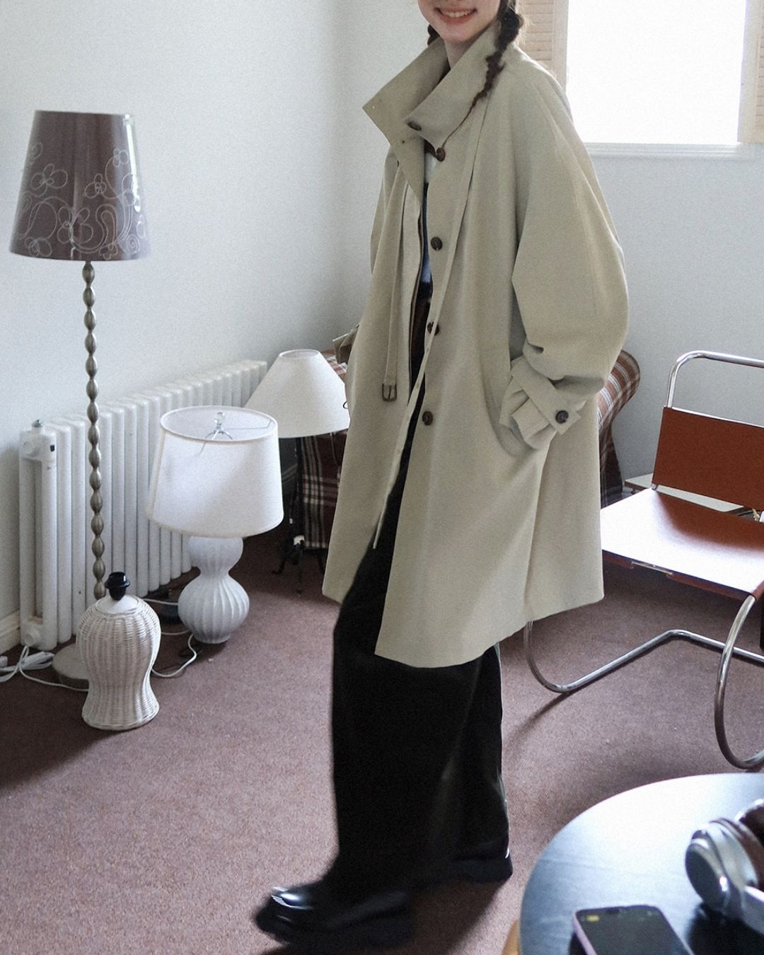 Stand Collar A-line Coat　CT002