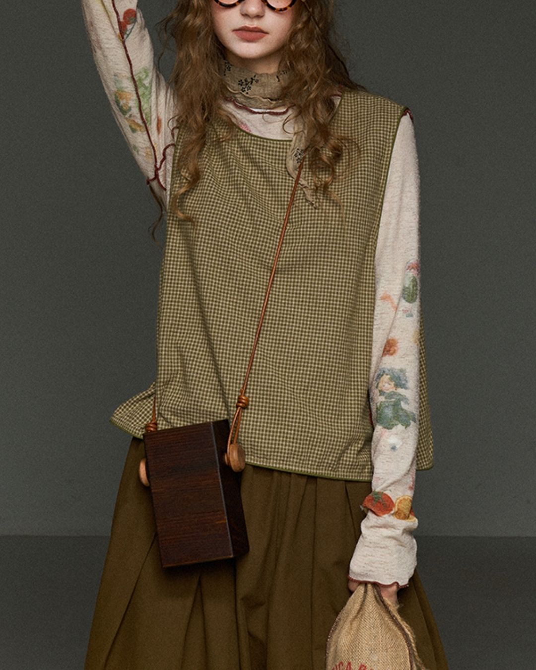 Mellow Frill Stitch Print T-shirt　LT011