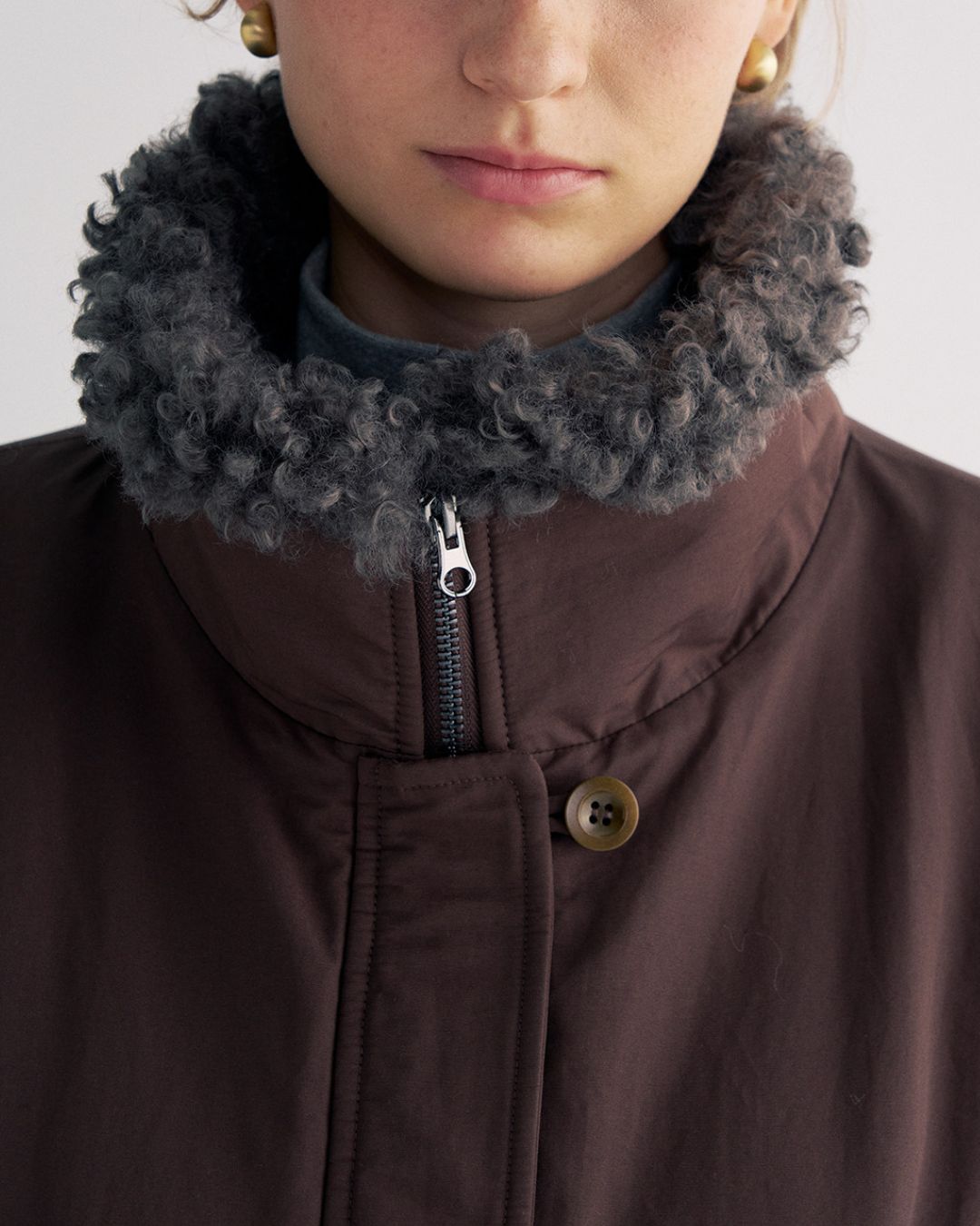 Stand-up Boa Collar Padded Jacket　JK077