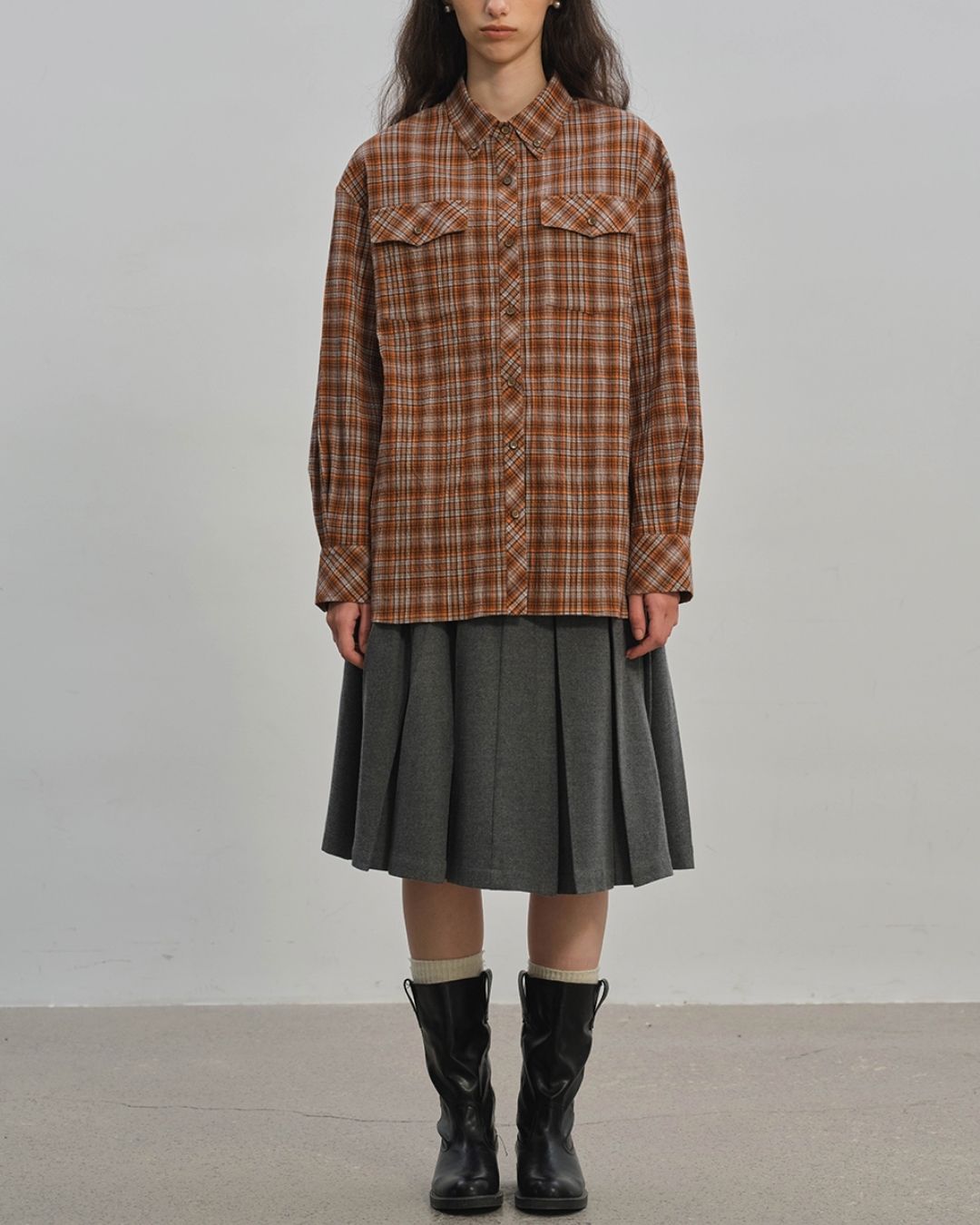 Retro Check Loose Shirt　LS024