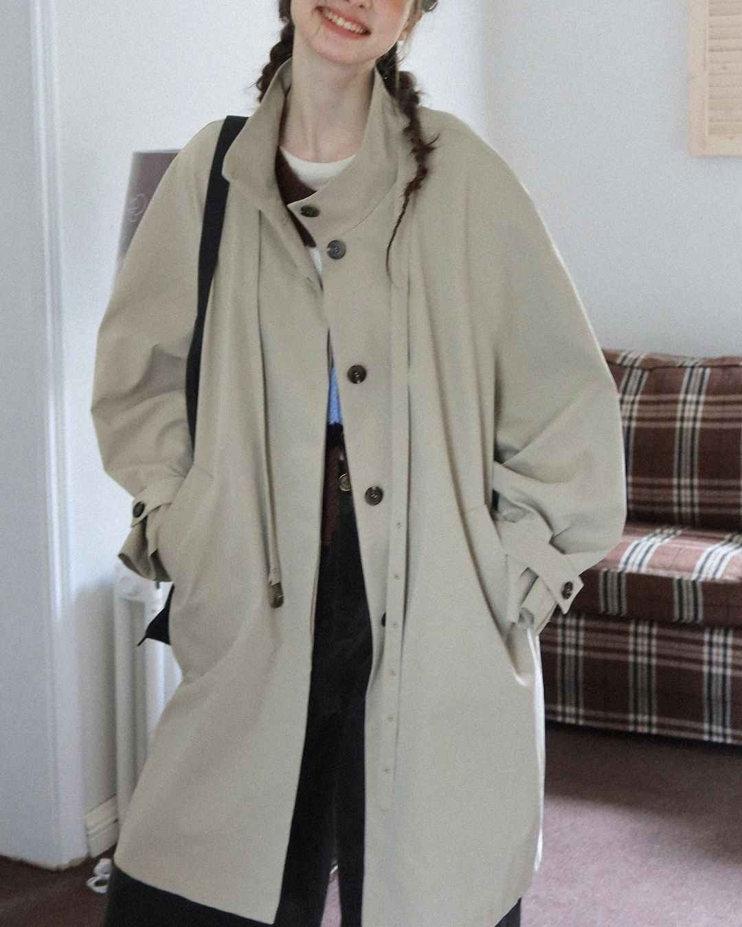 Stand Collar A-line Coat　CT002