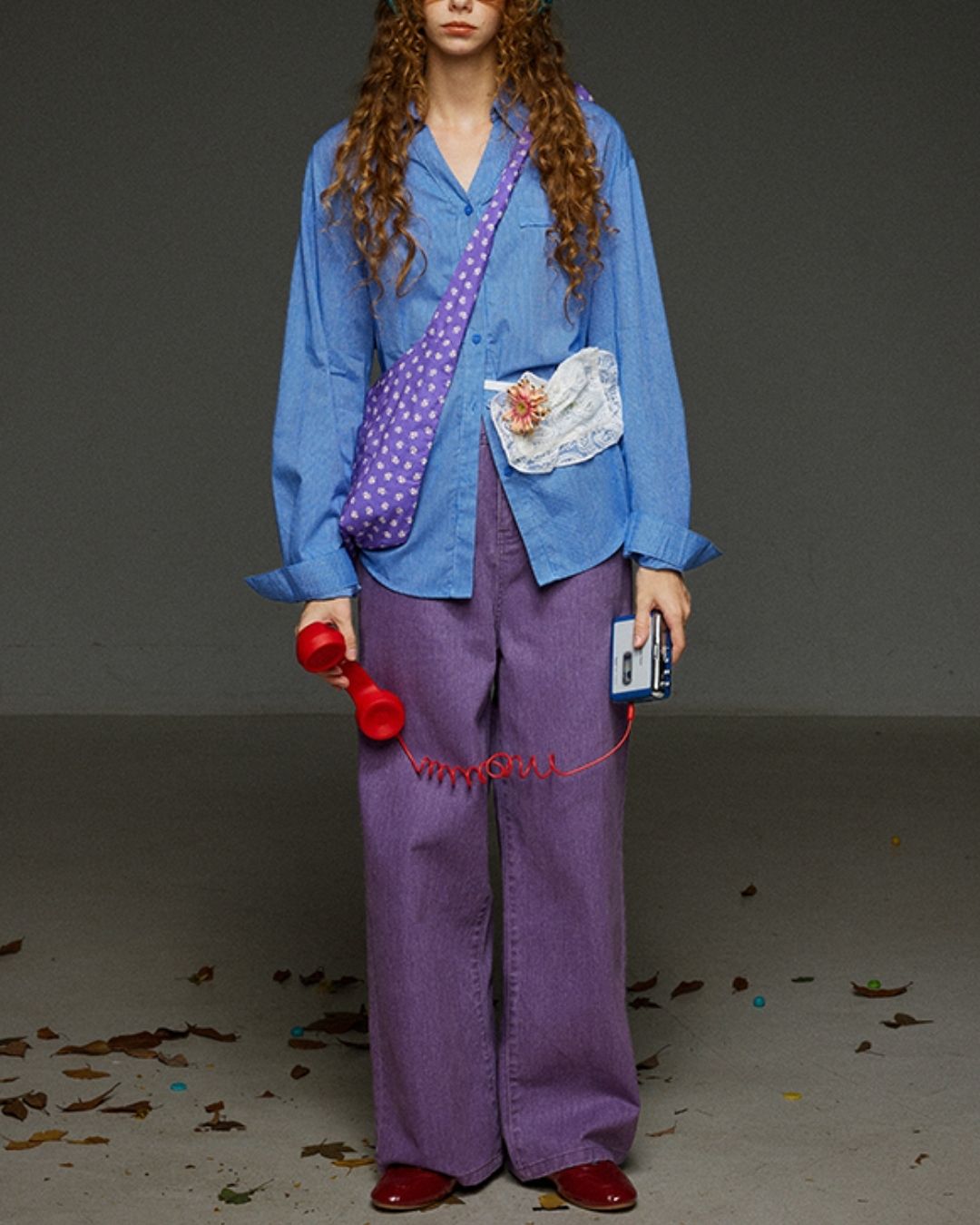 Collared V-neck Loose Shirt　LS029