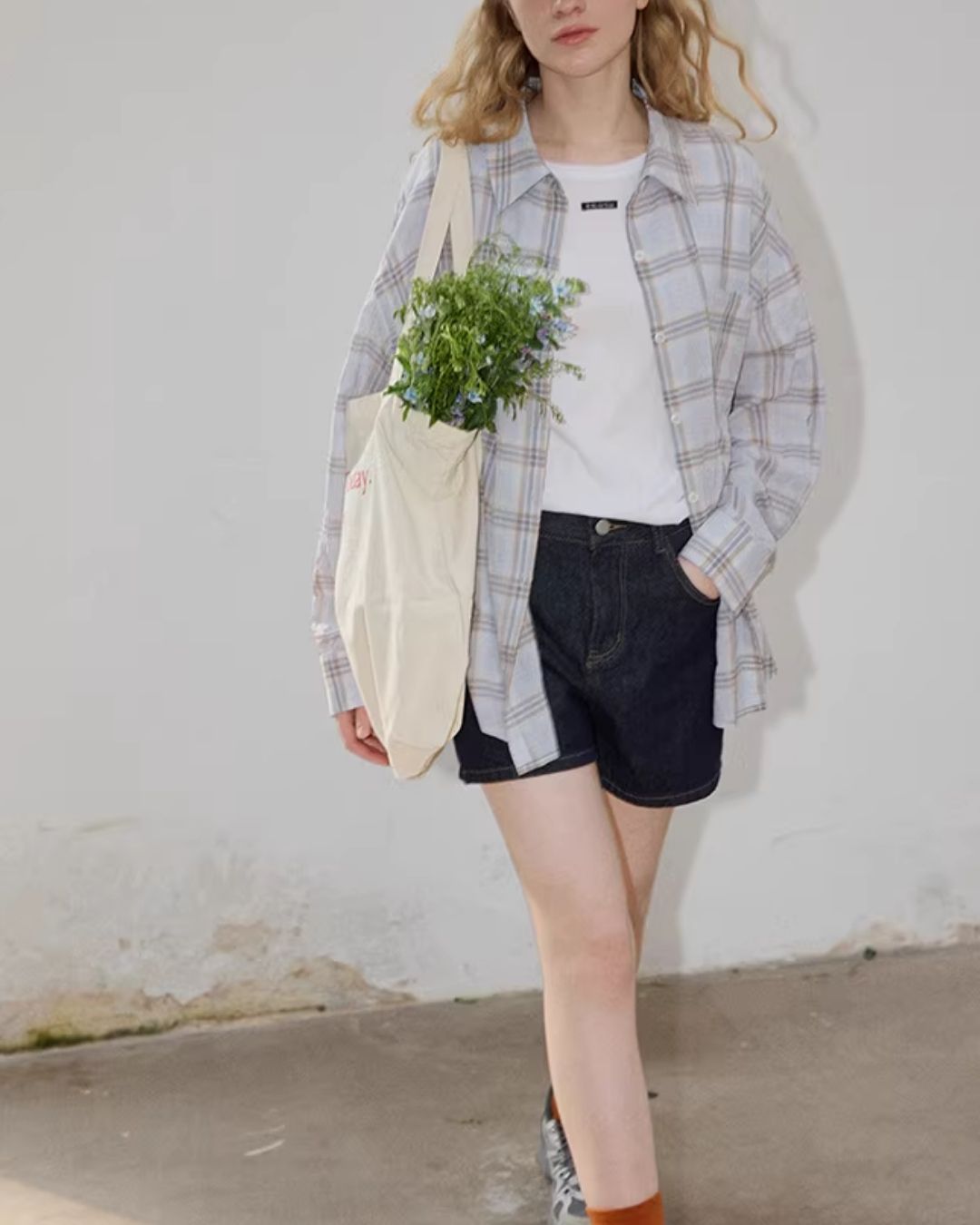 One-point Label Basic T-shirt　ST007