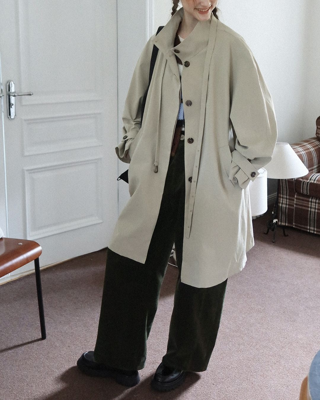 Stand Collar A-line Coat　CT002