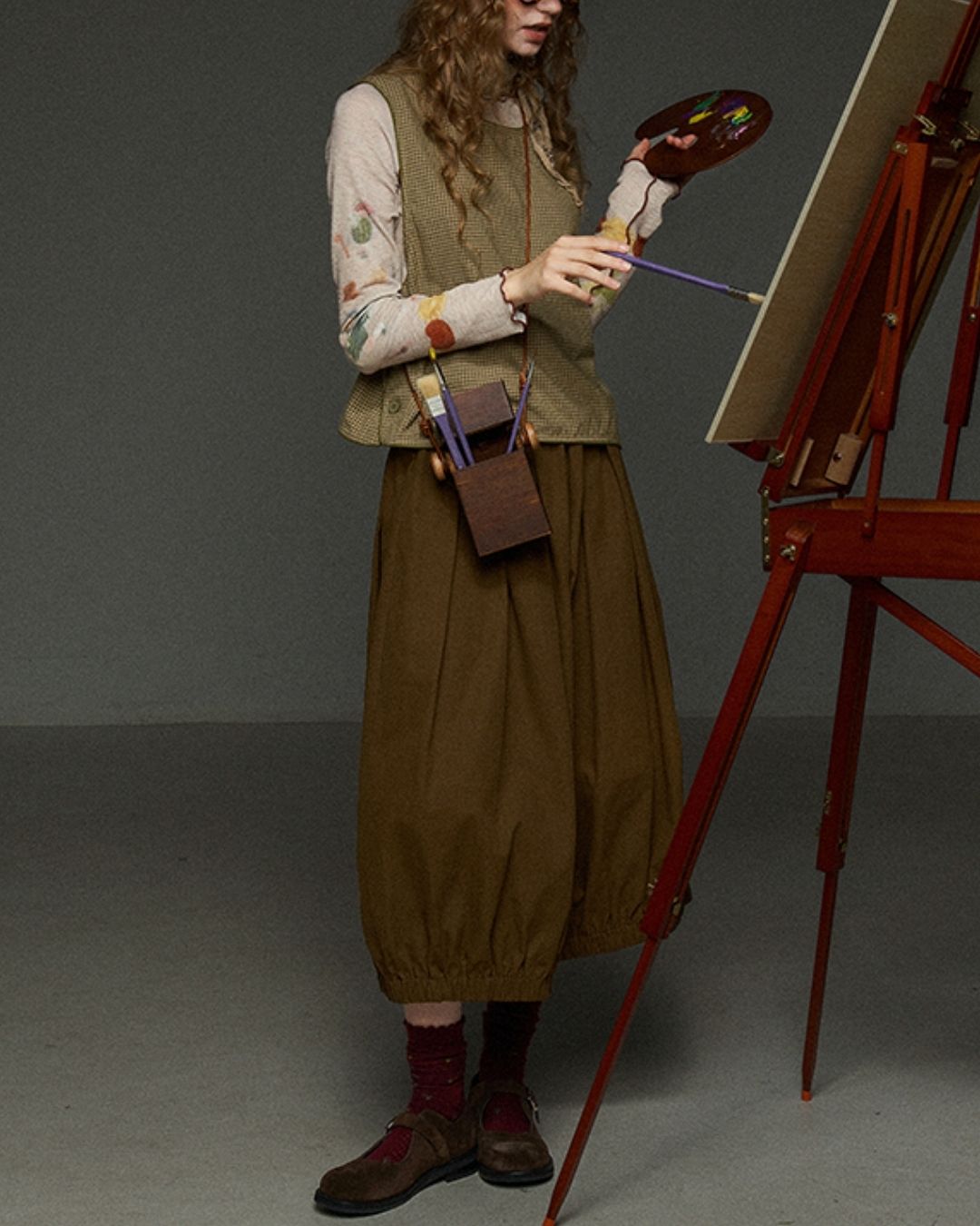 Mellow Frill Stitch Print T-shirt　LT011