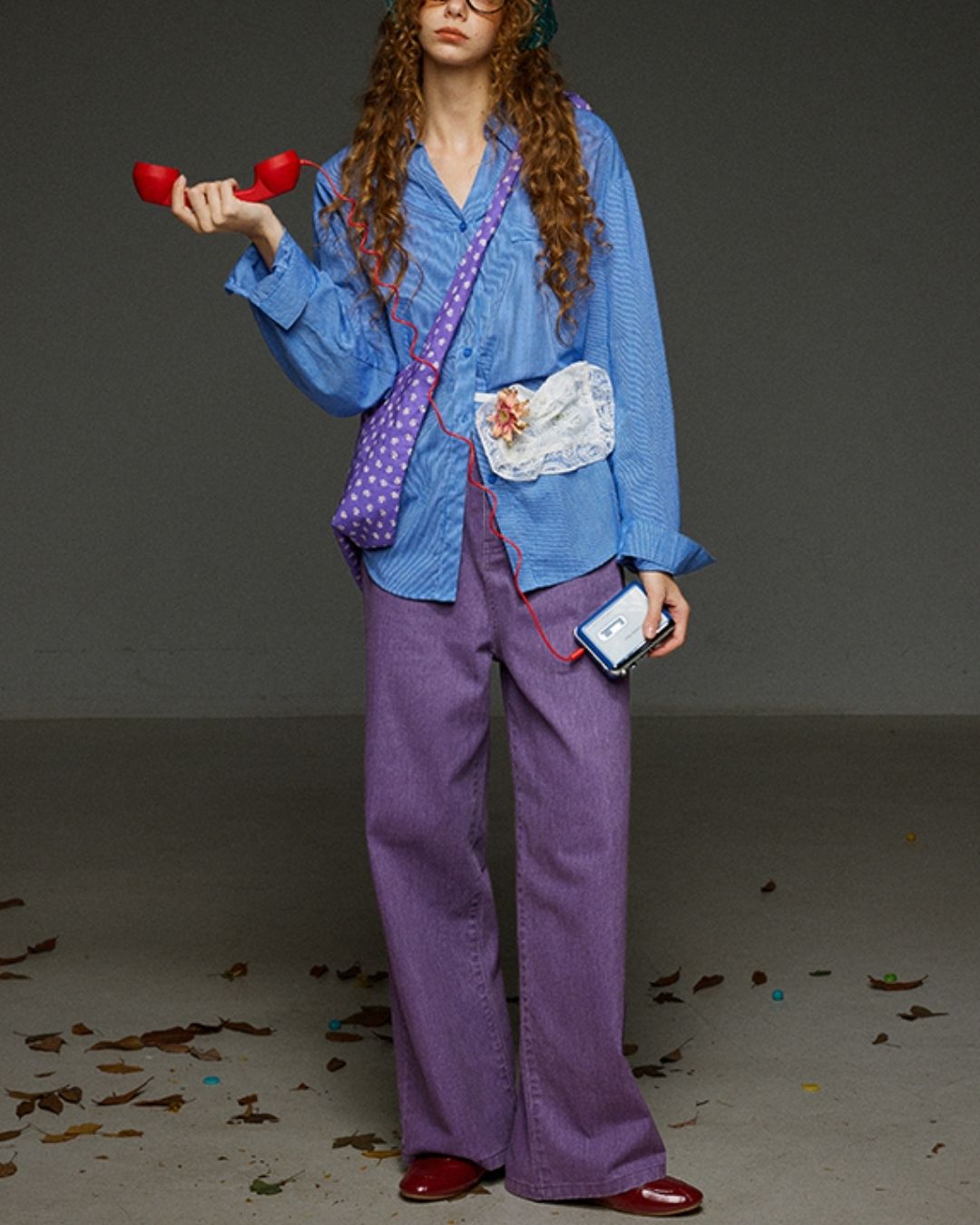 Collared V-neck Loose Shirt　LS029