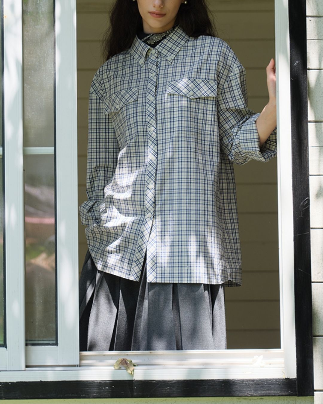 Retro Check Loose Shirt　LS024