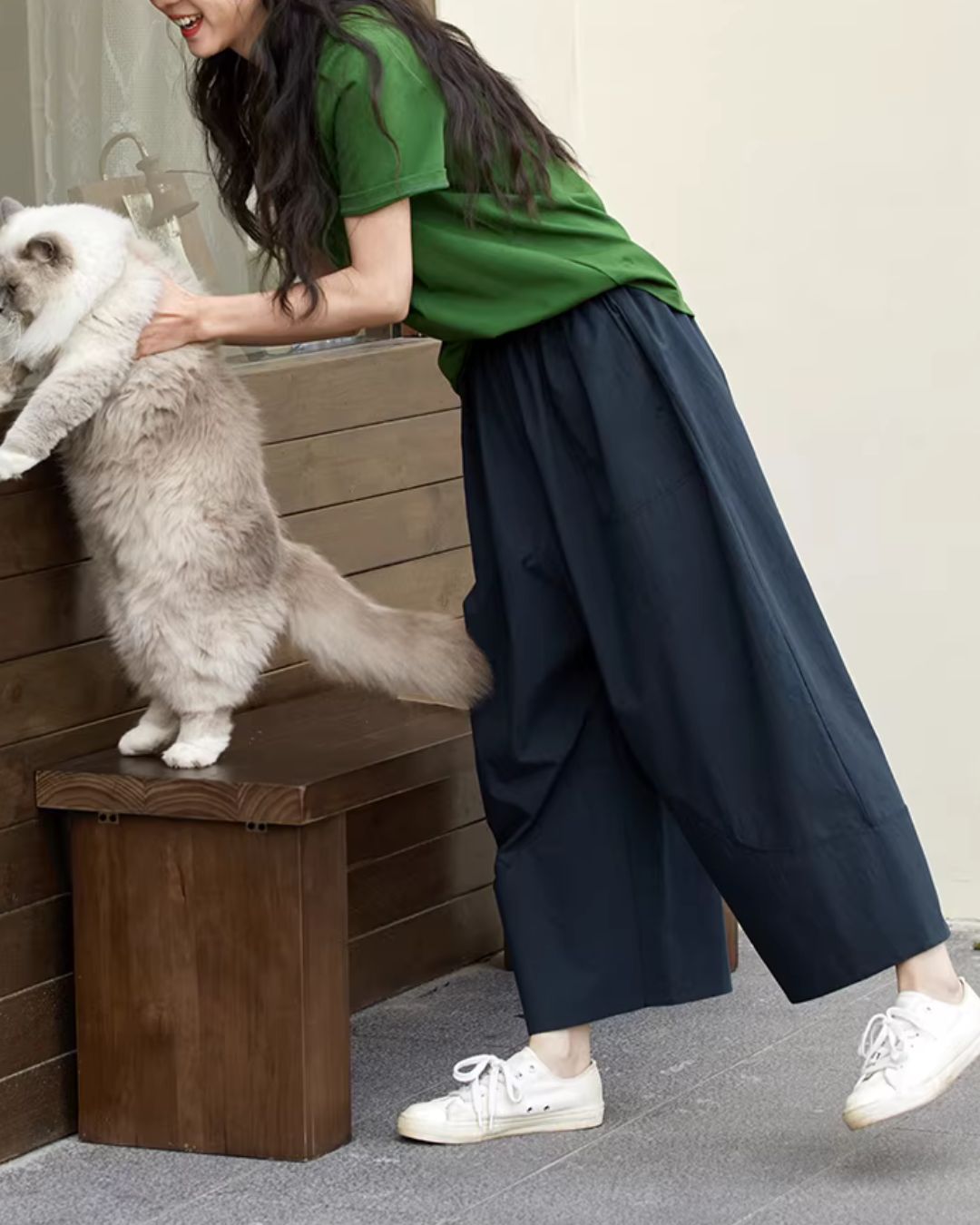 Breathable Cropped Wide Pants　PT048