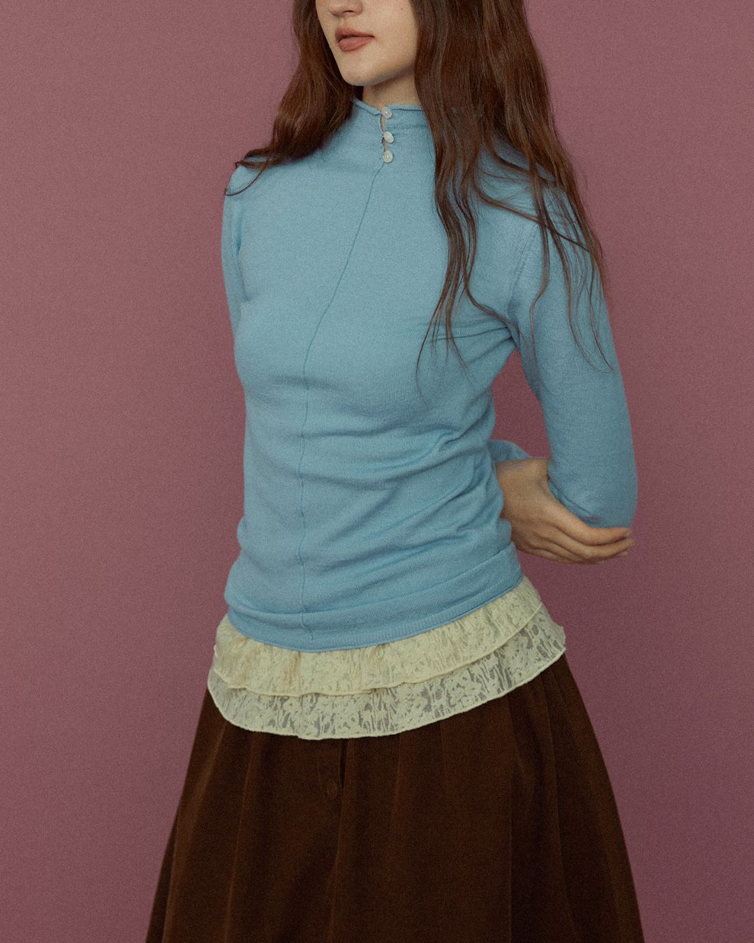 Wool Slim Fit High Neck Knit　KN094