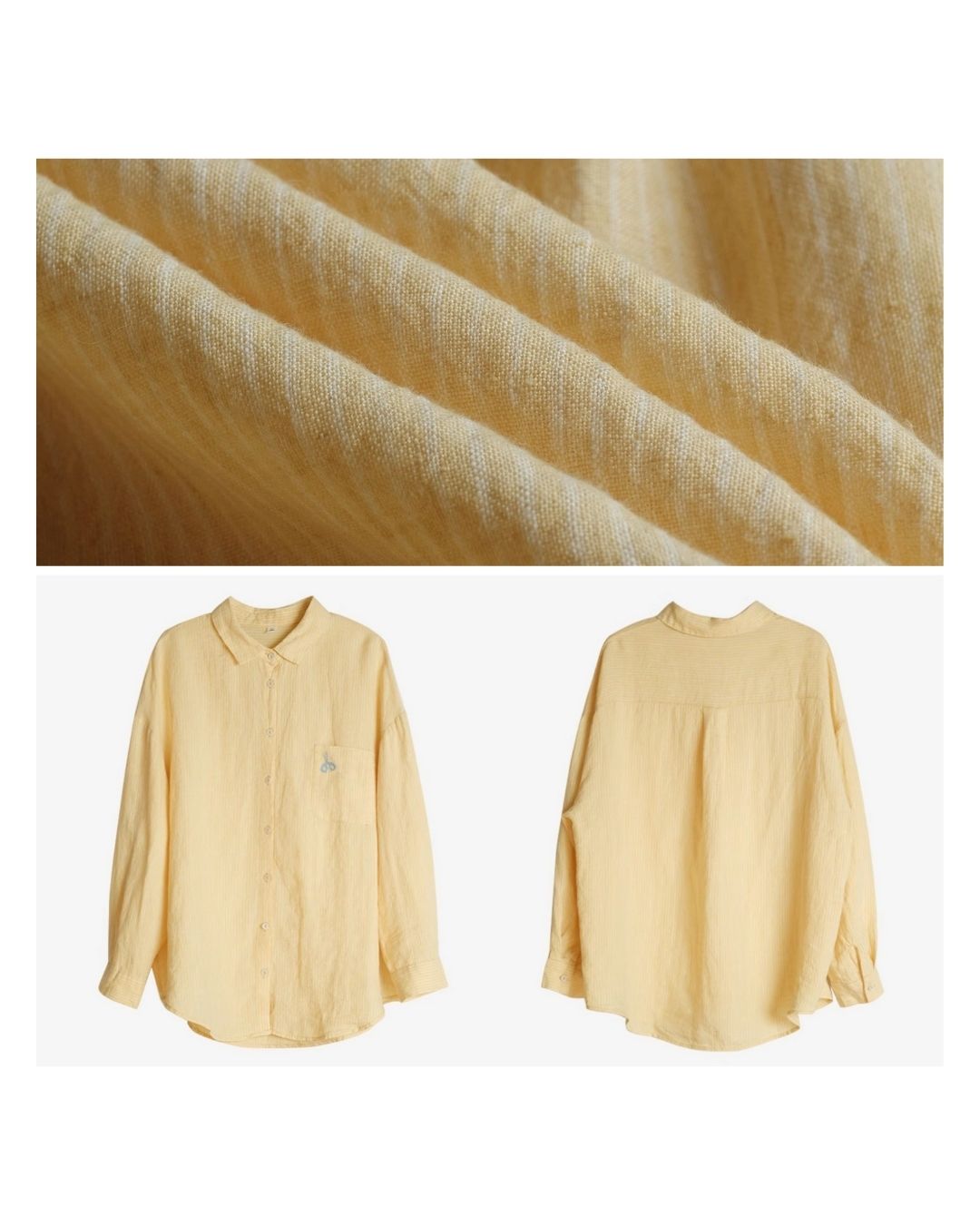 Drop Shoulder Striped Linen Shirt　LS042