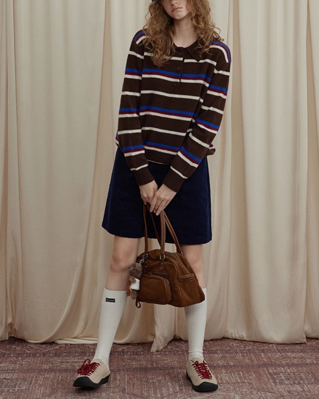 Contrast Border Polo Collar Knit　KN045