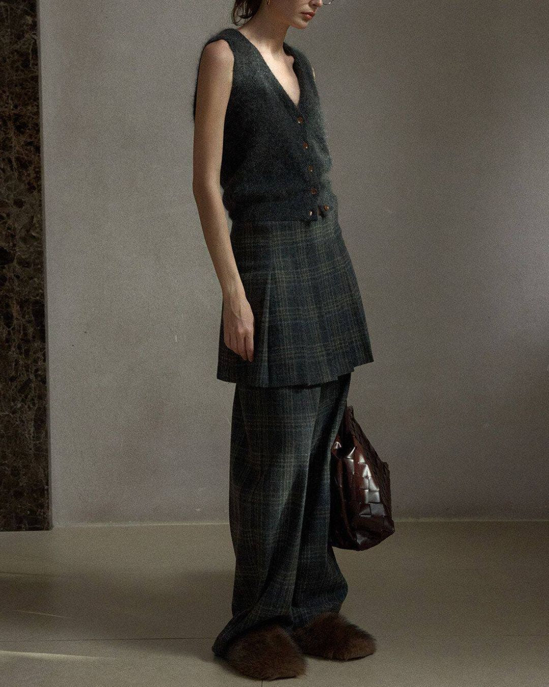 Tartan Check Wool Wide Pants　PT039