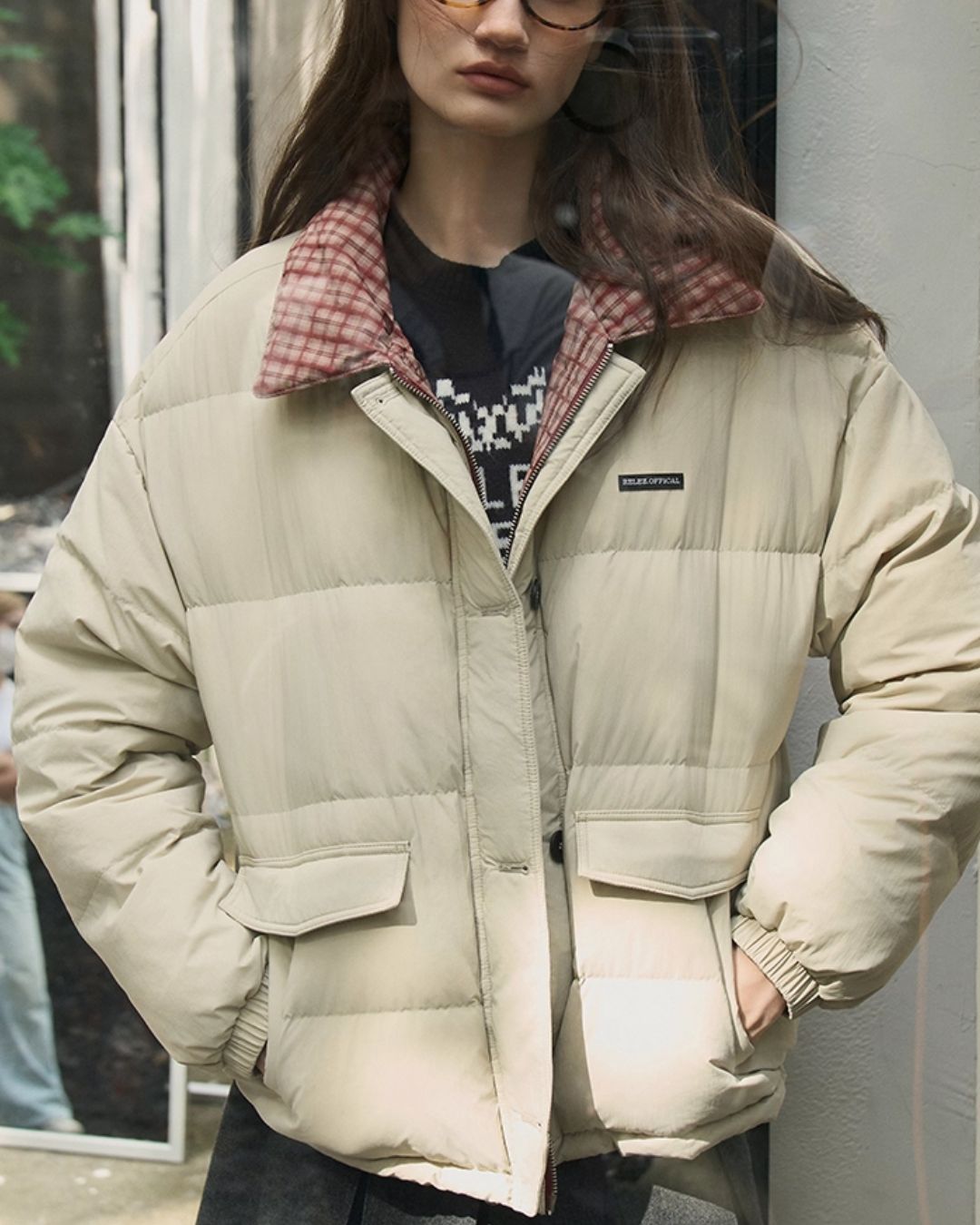 Check Reversible Down Jacket　JK047