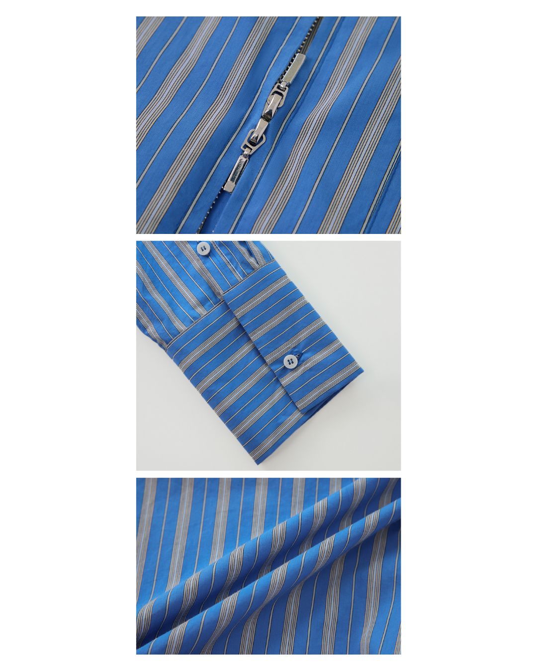 Double Zipper Striped Shirt　LS014