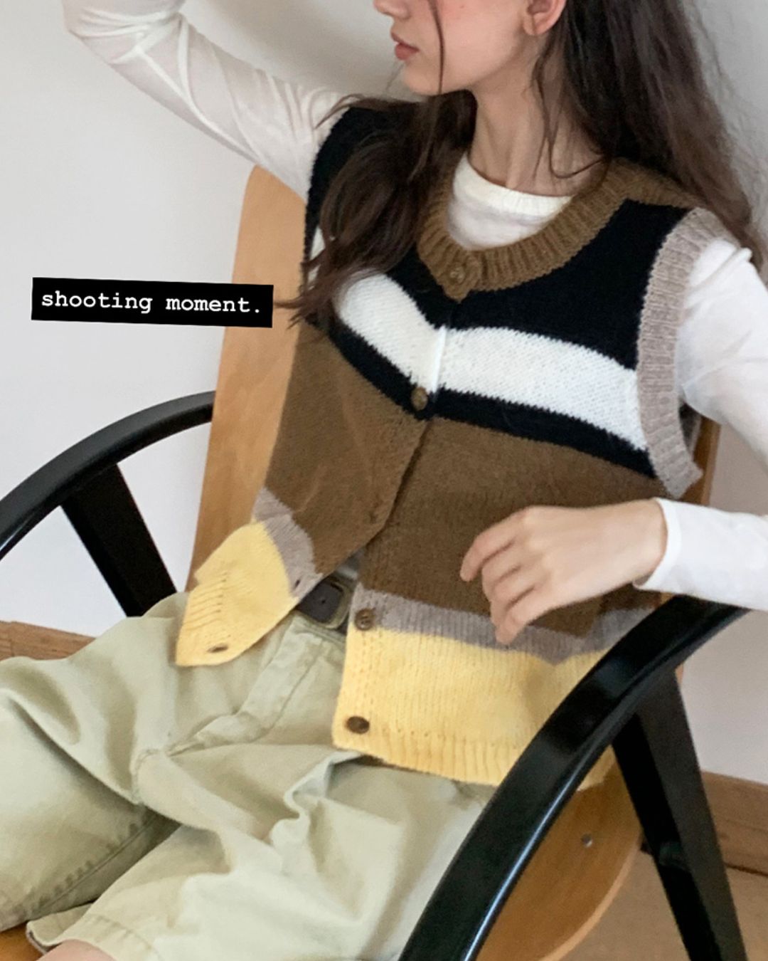 Contrast Color Knit Vest　KN019