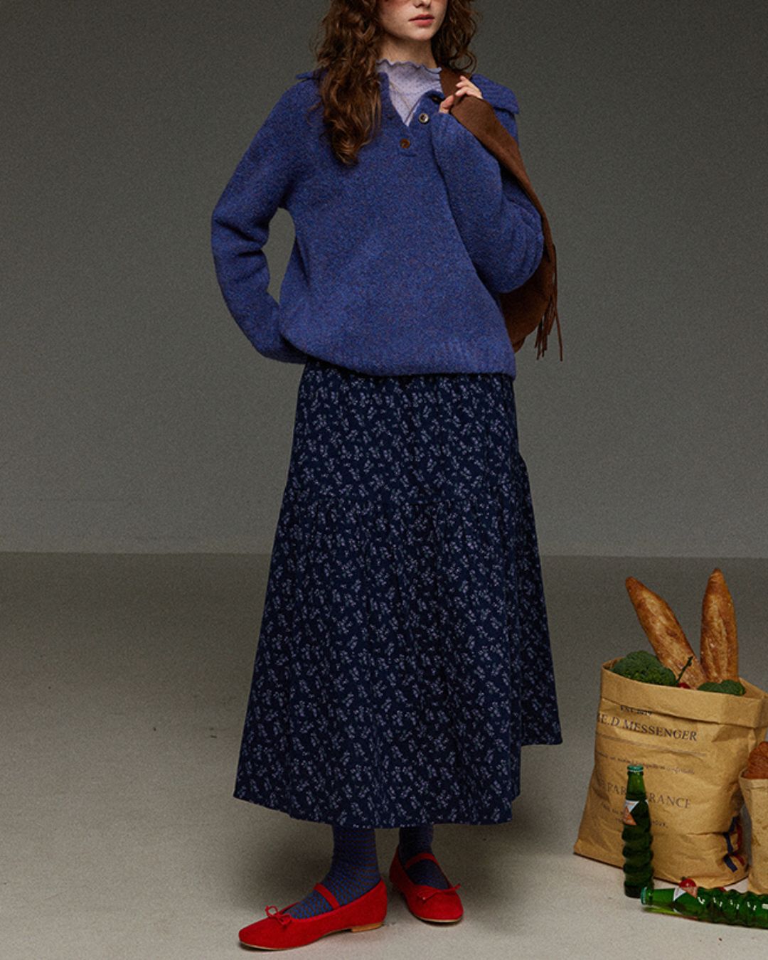 Half-button Collar Knit Pullover　KN055