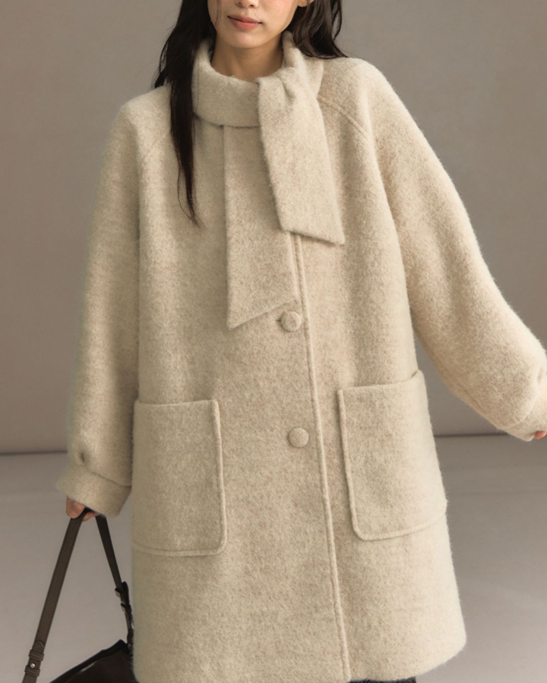 Bowtie Collar A-line Coat　CT023