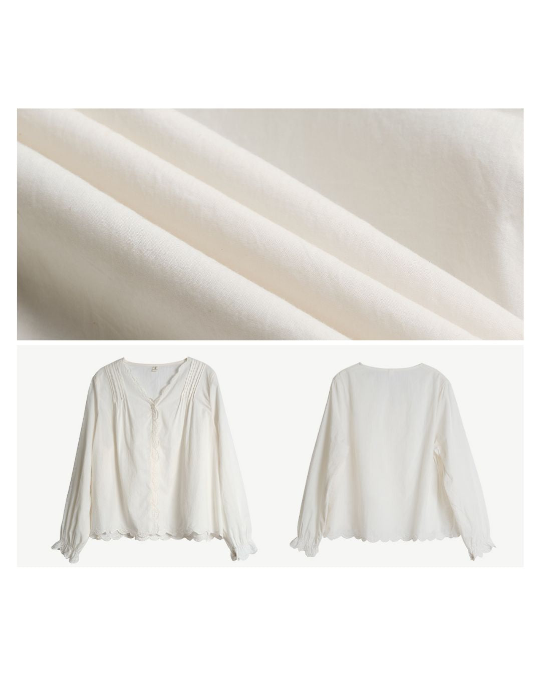 Lace Embroidered Frill V-neck Shirt　LS044