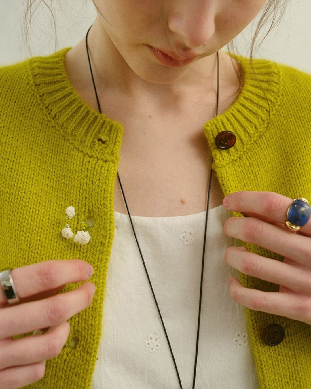 Round Neck Retro Fluffy Knit Cardigan　KN115