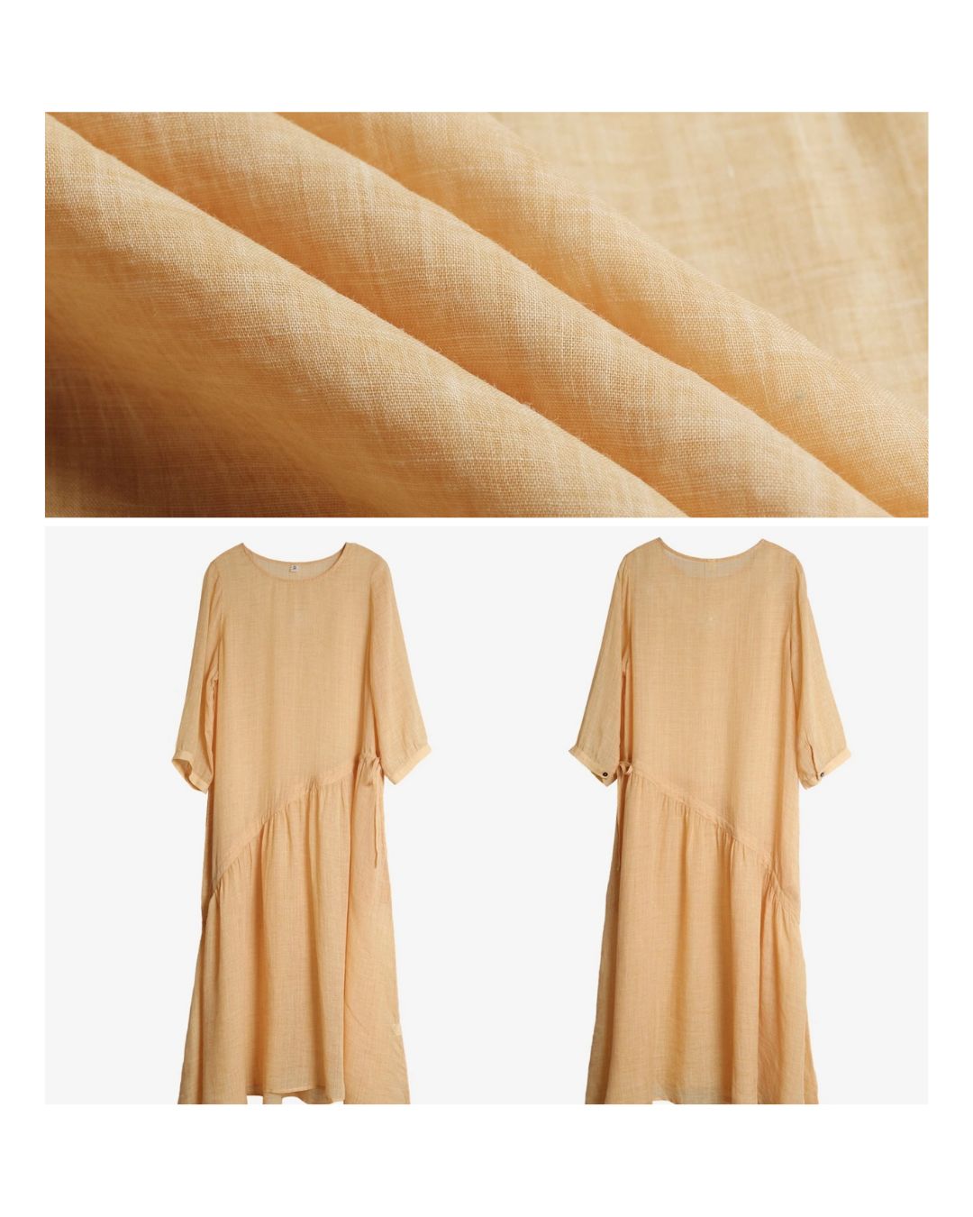 Ramie Drawstring A-Line Dress　OP005