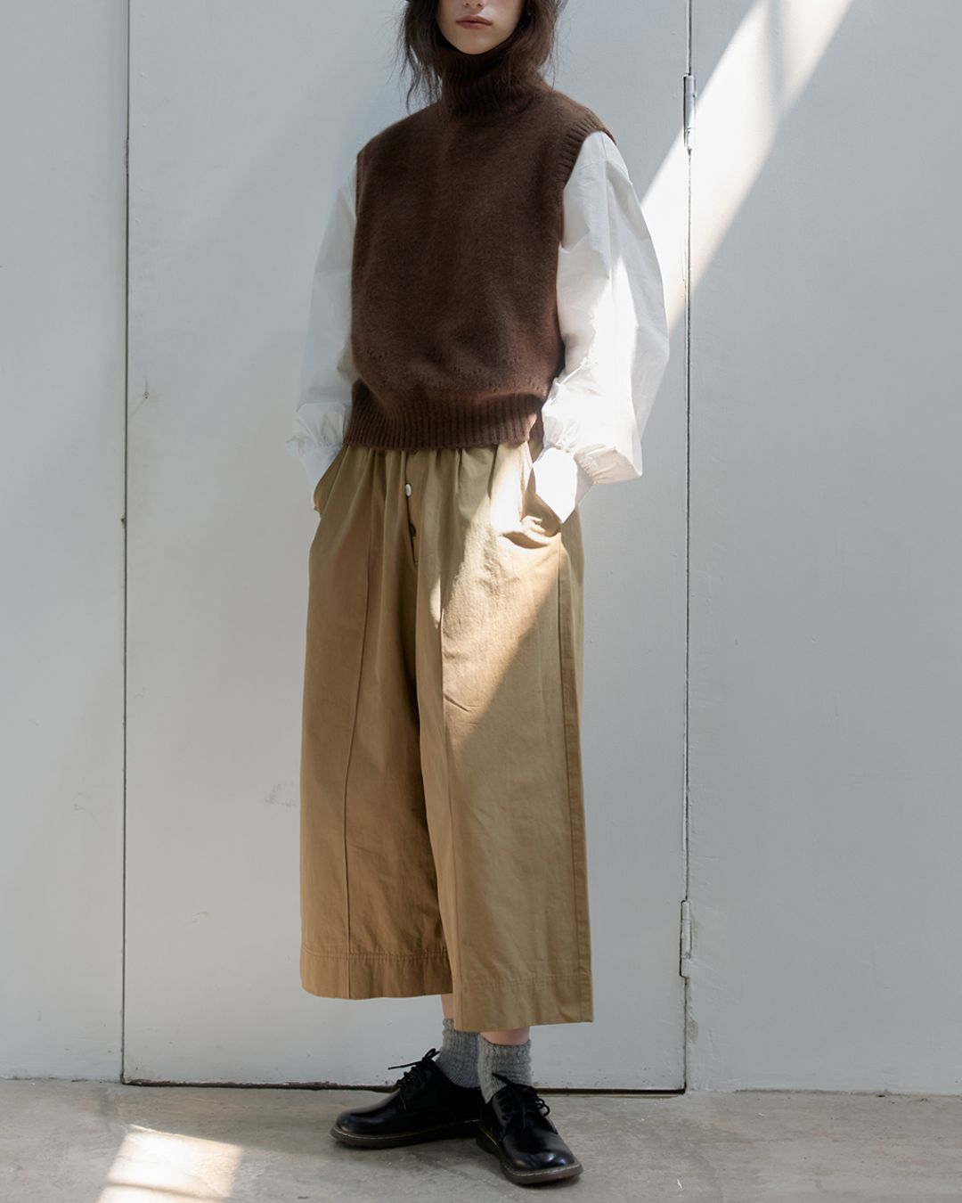 Draped Wide Cropped Pants　PT012