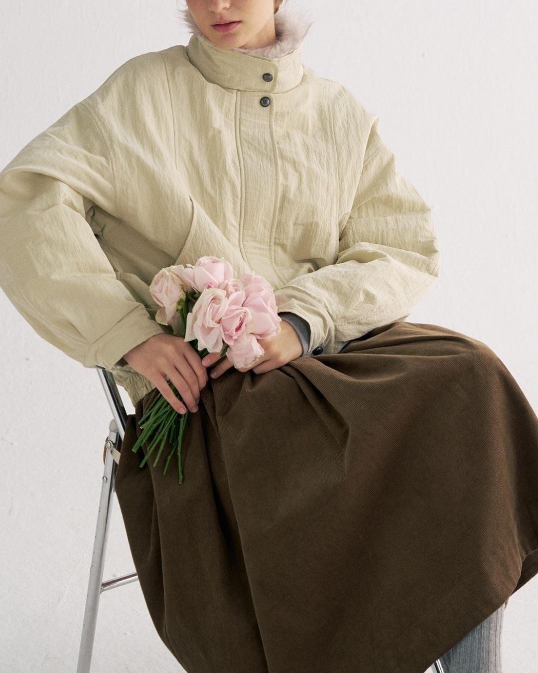 Detachable Fur Collar Quilted Jacket　JK078