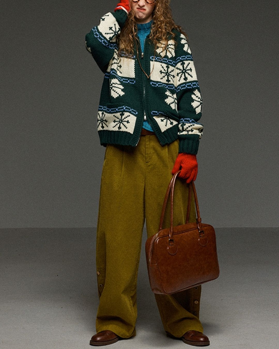Corduroy Floral  Wide Pants　PT028
