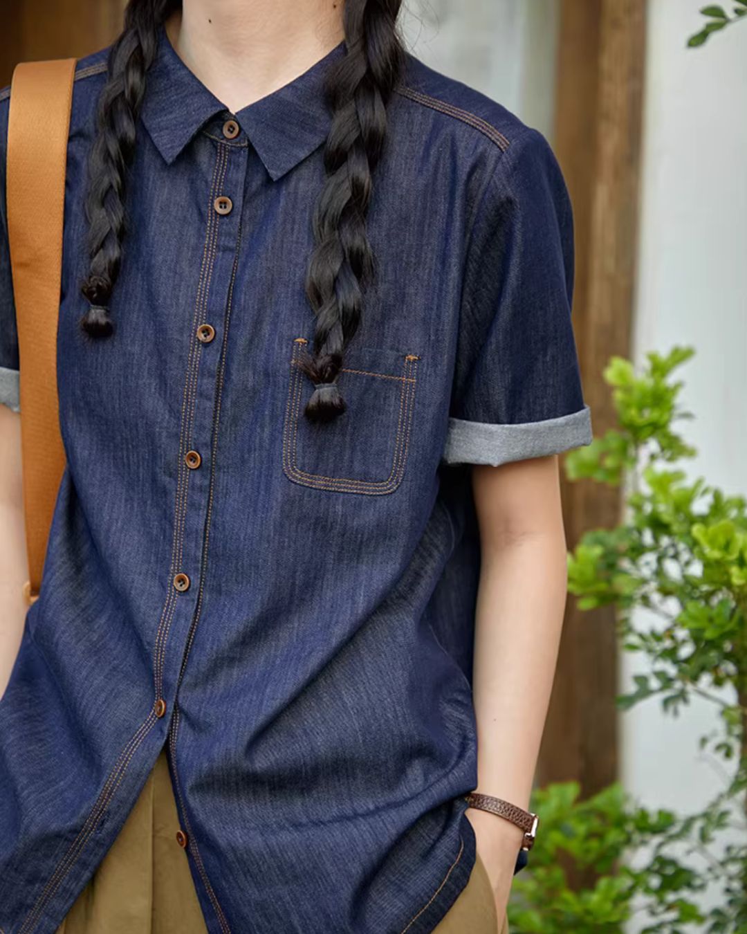 Light Denim Short-sleeved Shirt　SS003