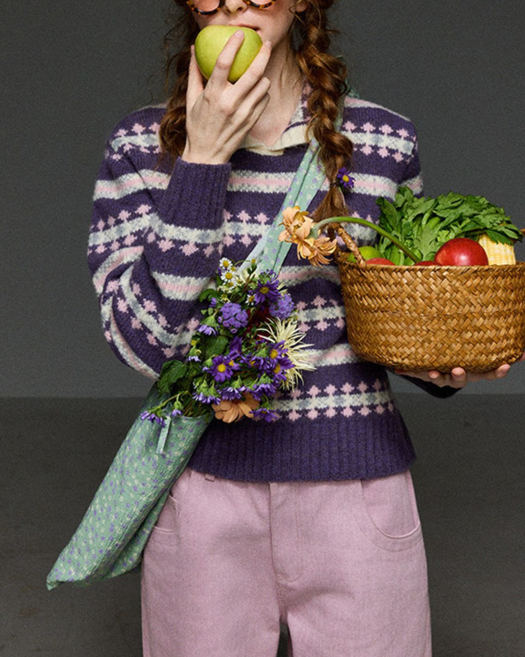 Retro Border Peter Pan Collar Jacquard Sweater　KN106