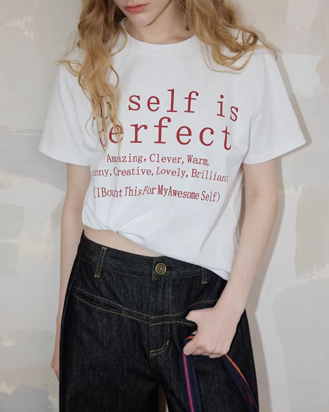 Text Print Crew Neck T-Shirt　ST009