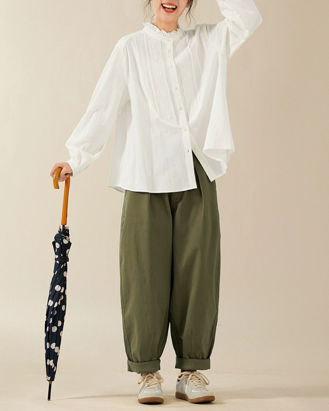 Frill Band Collar Shirt　LS025