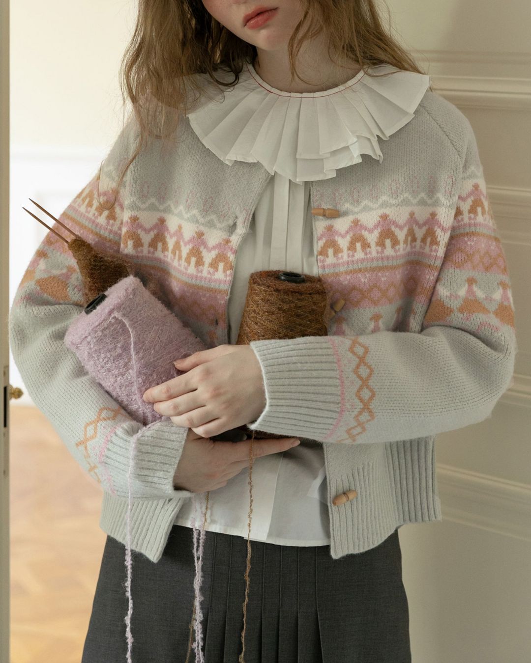 Fair Isle Retro Knit Cardigan　KN039