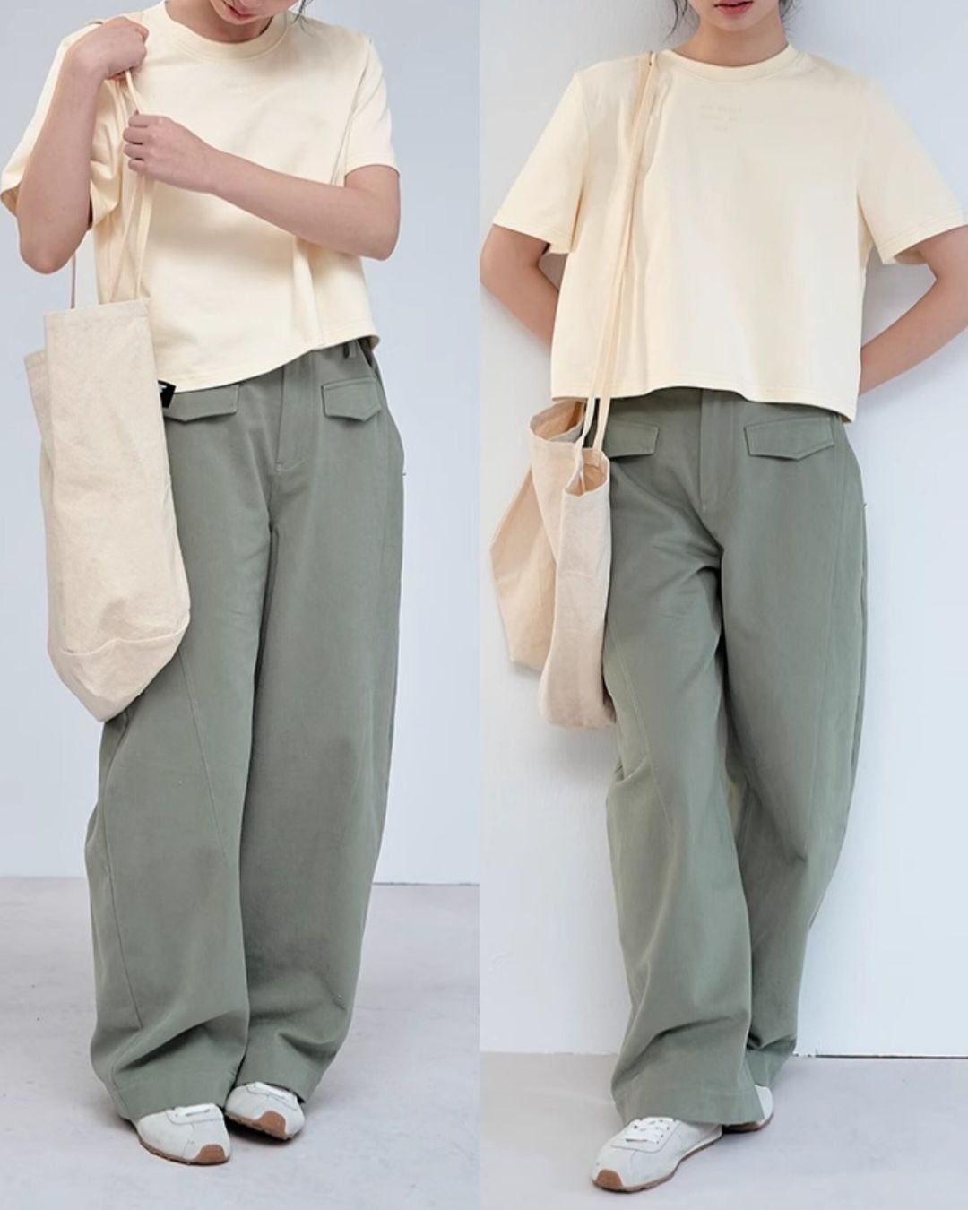 Text Embroidered Cotton Cropped T-shirt　ST002