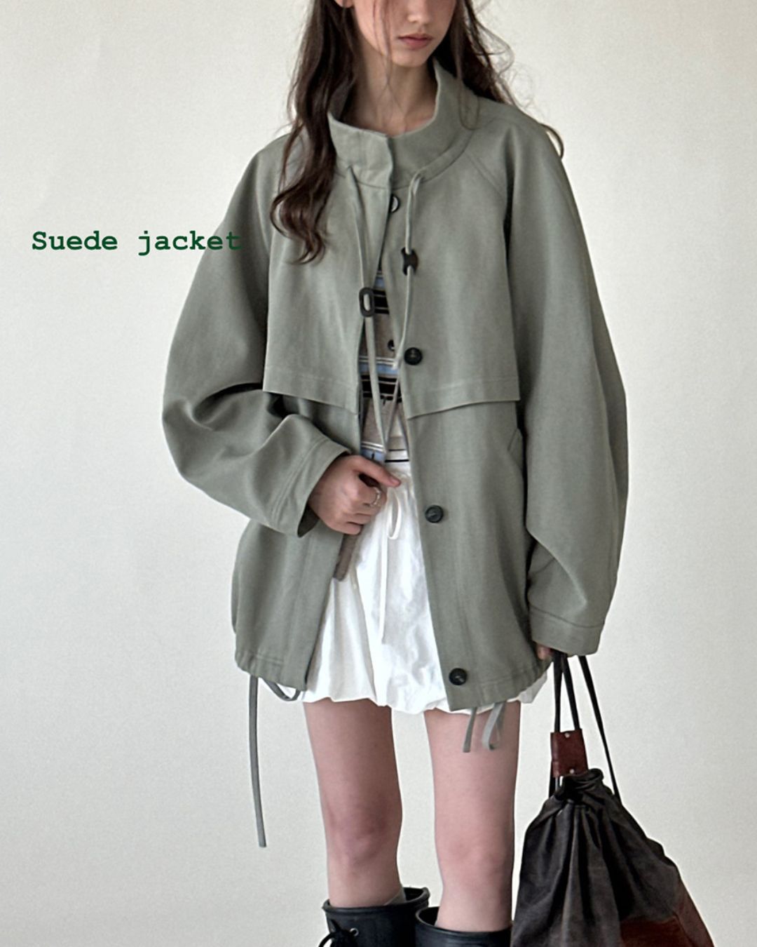 Stand Collar Drawstring Jacket　JK018