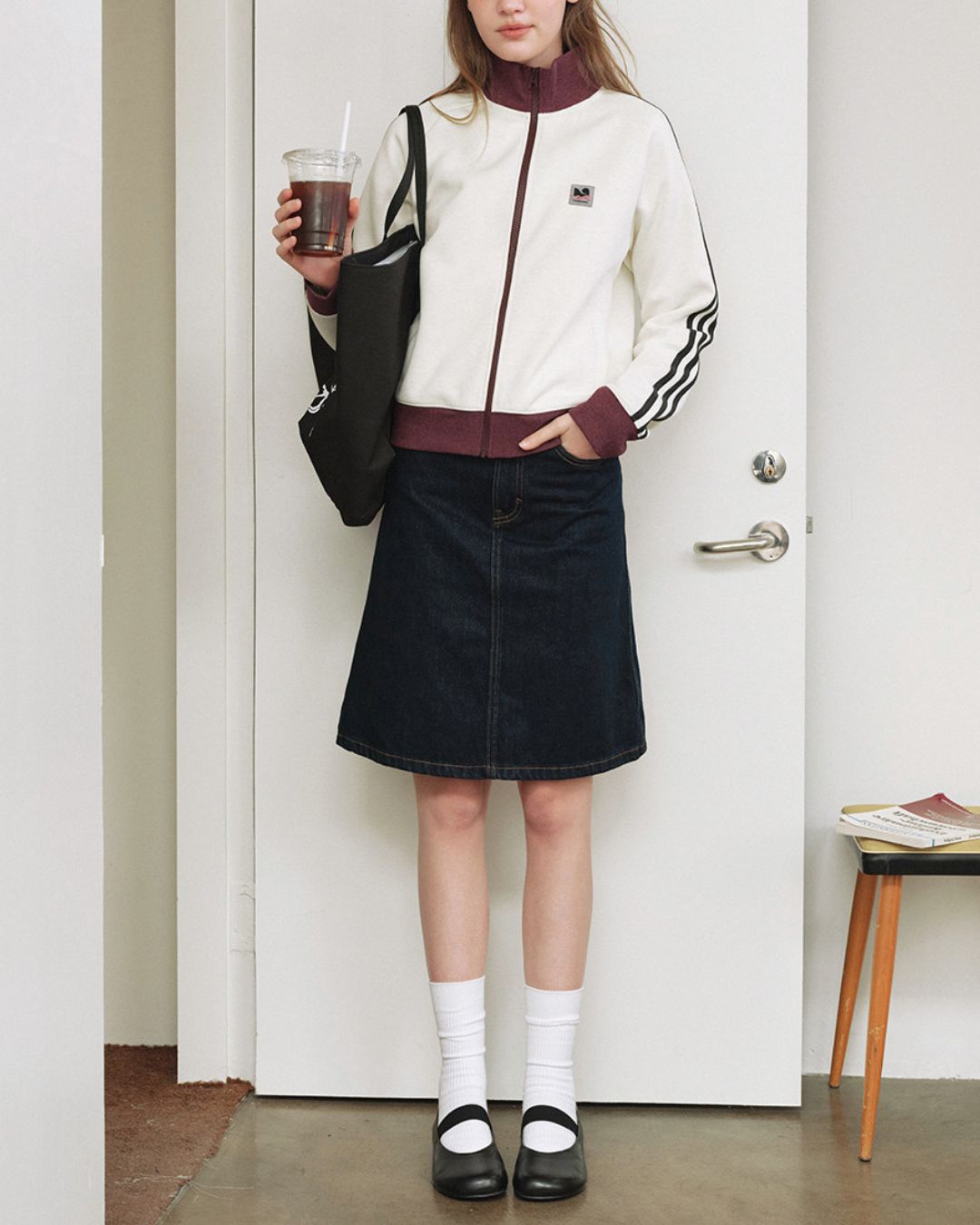 Color Block Three-Line Zip Cardigan　KN098