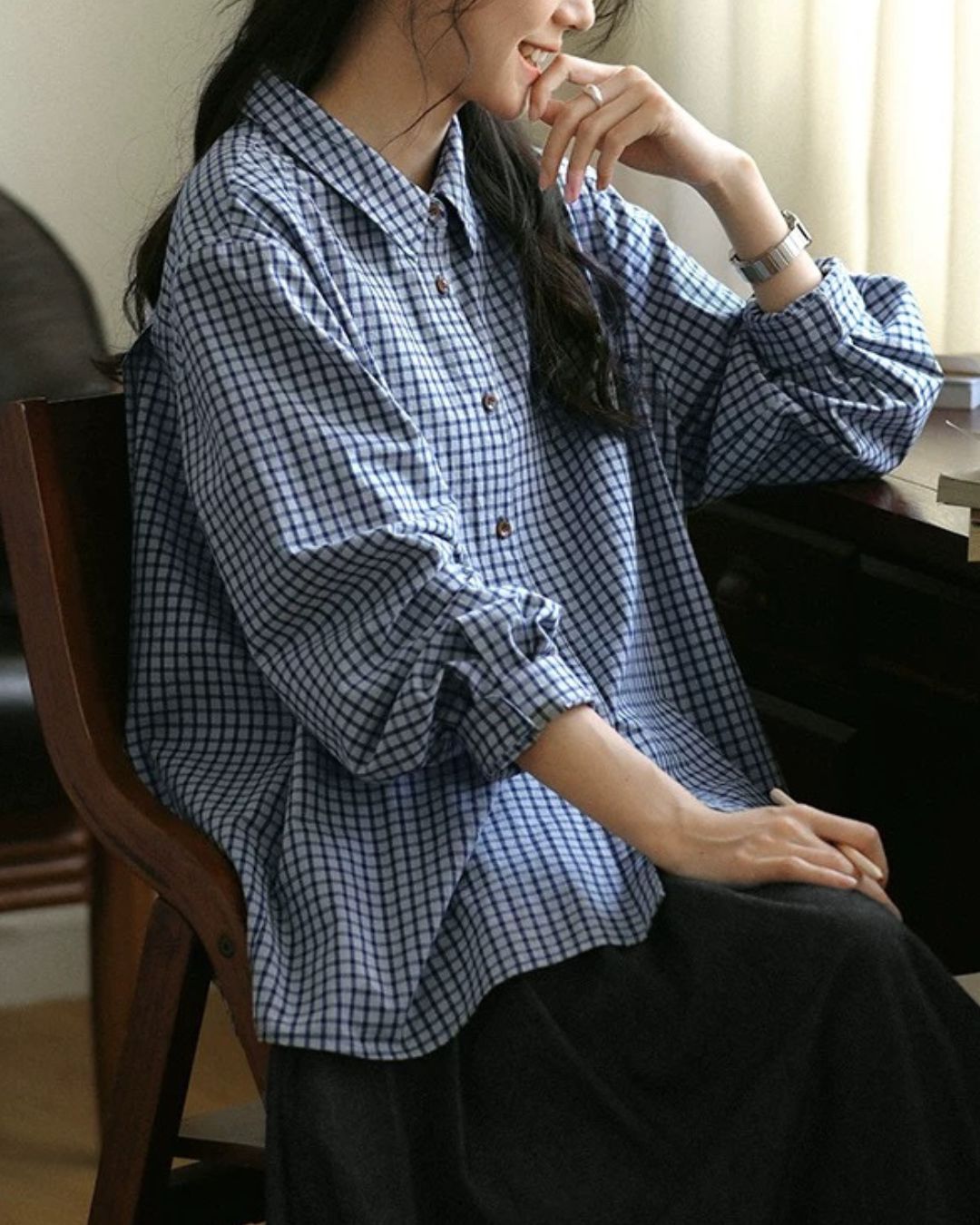 Classic Blue Check Shirt　LS058
