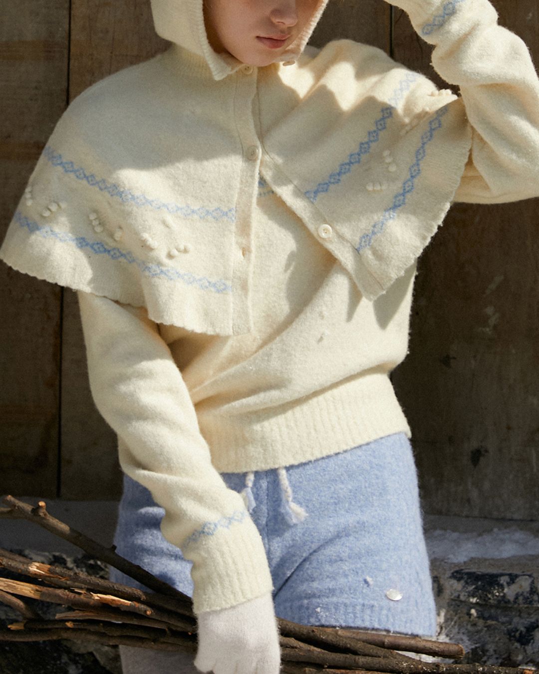 Pom-pom Fair Isle Sweater　KN078