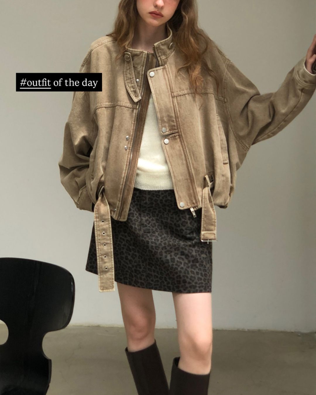 Belted Denim Cropped Jacket　JK026