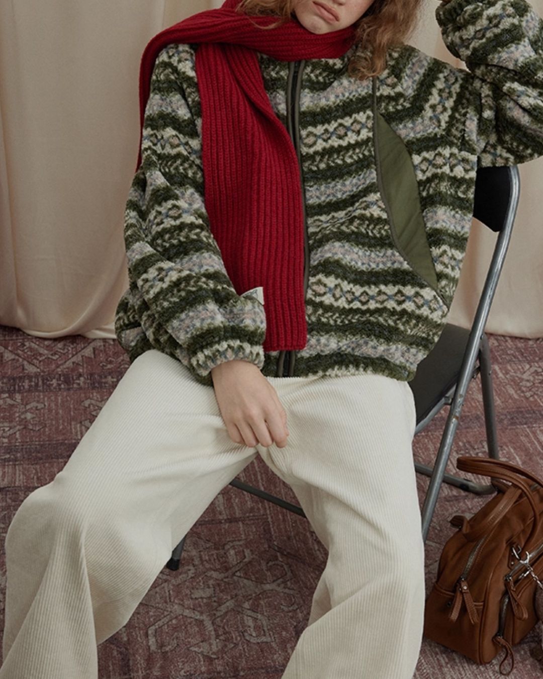 Fleece All-over Border Jacket　JK042