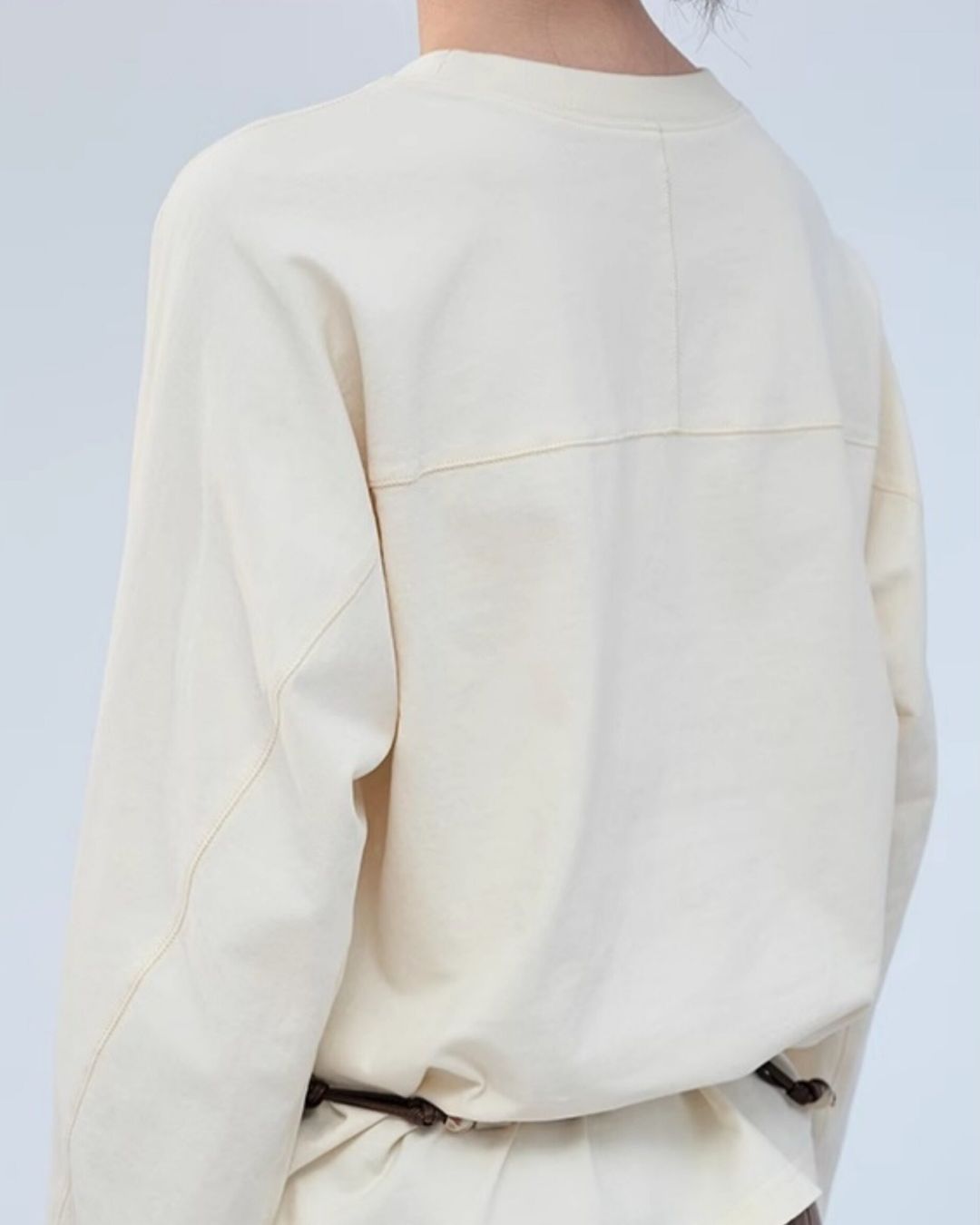 Text Embroidered Cotton Loose T-shirt　LT024