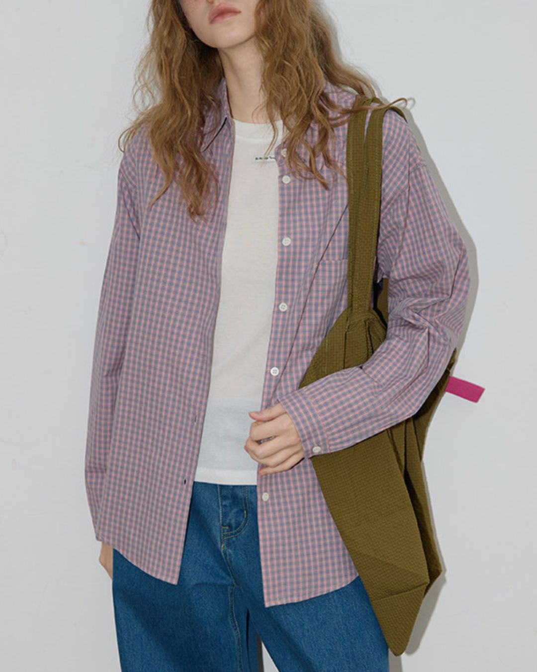 Cotton Pink Check Shirt　LS050