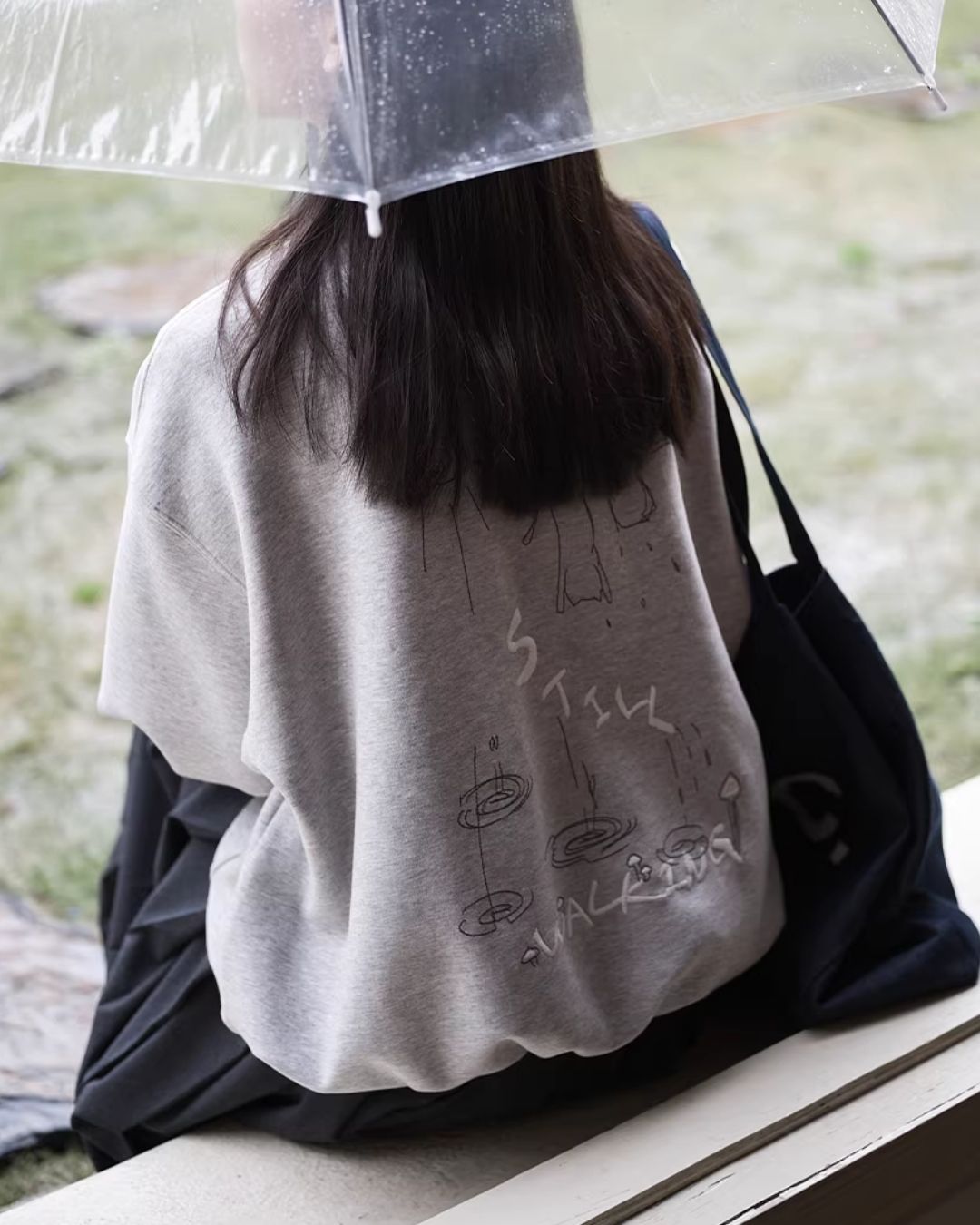 Back Embroidered Drawstring Hem Sweat　SW015