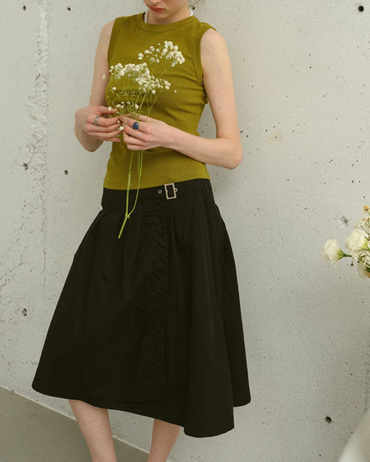 A-line Knee-length Wrap Skirt　SK022