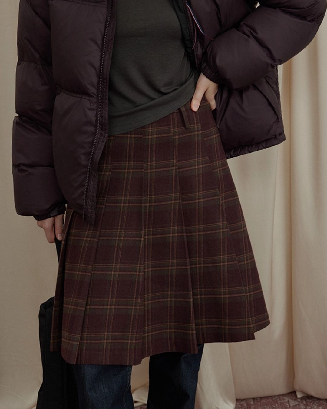 Retro Pleated Check Skirt　SK010