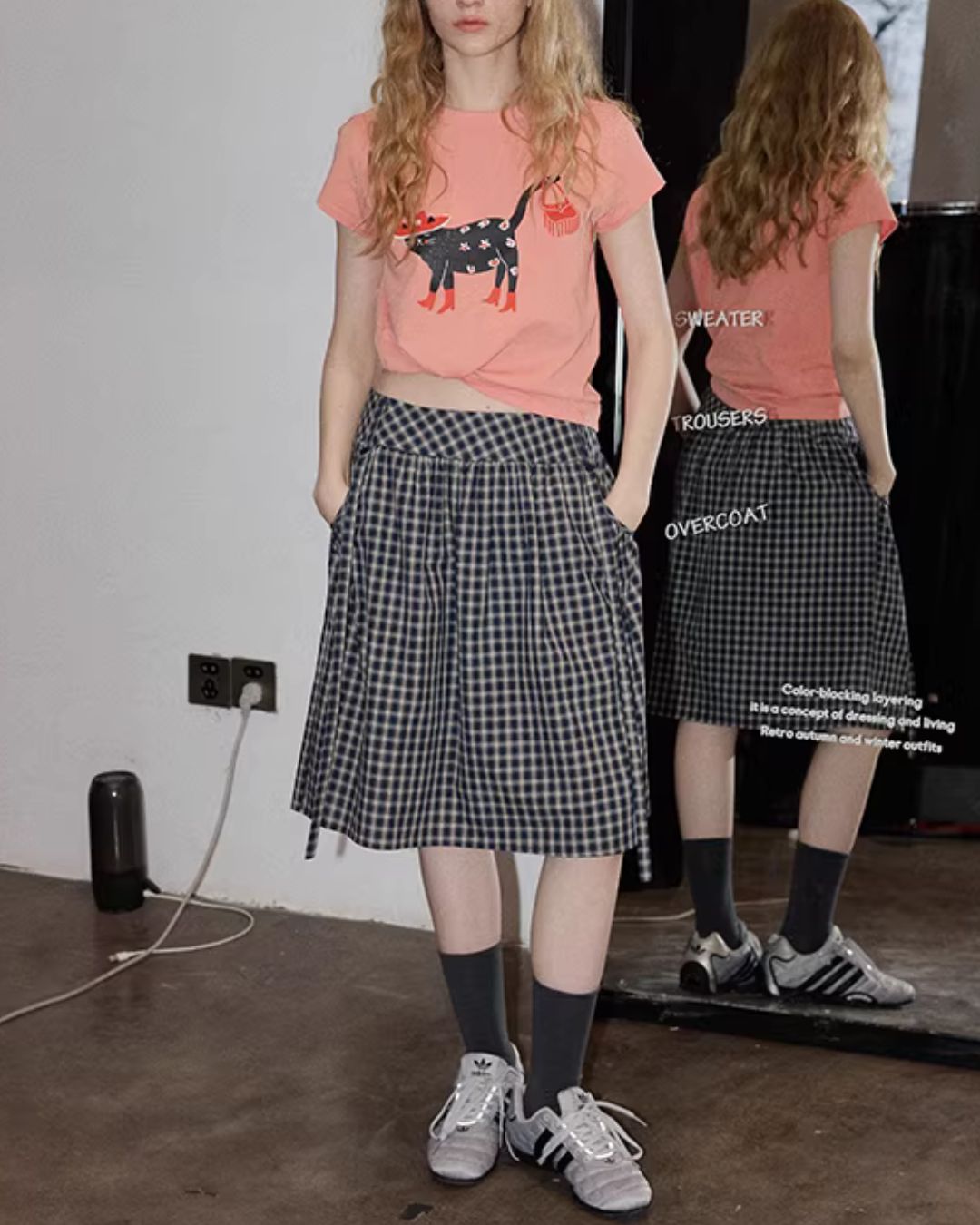 Checked String Midi Skirt　SK023