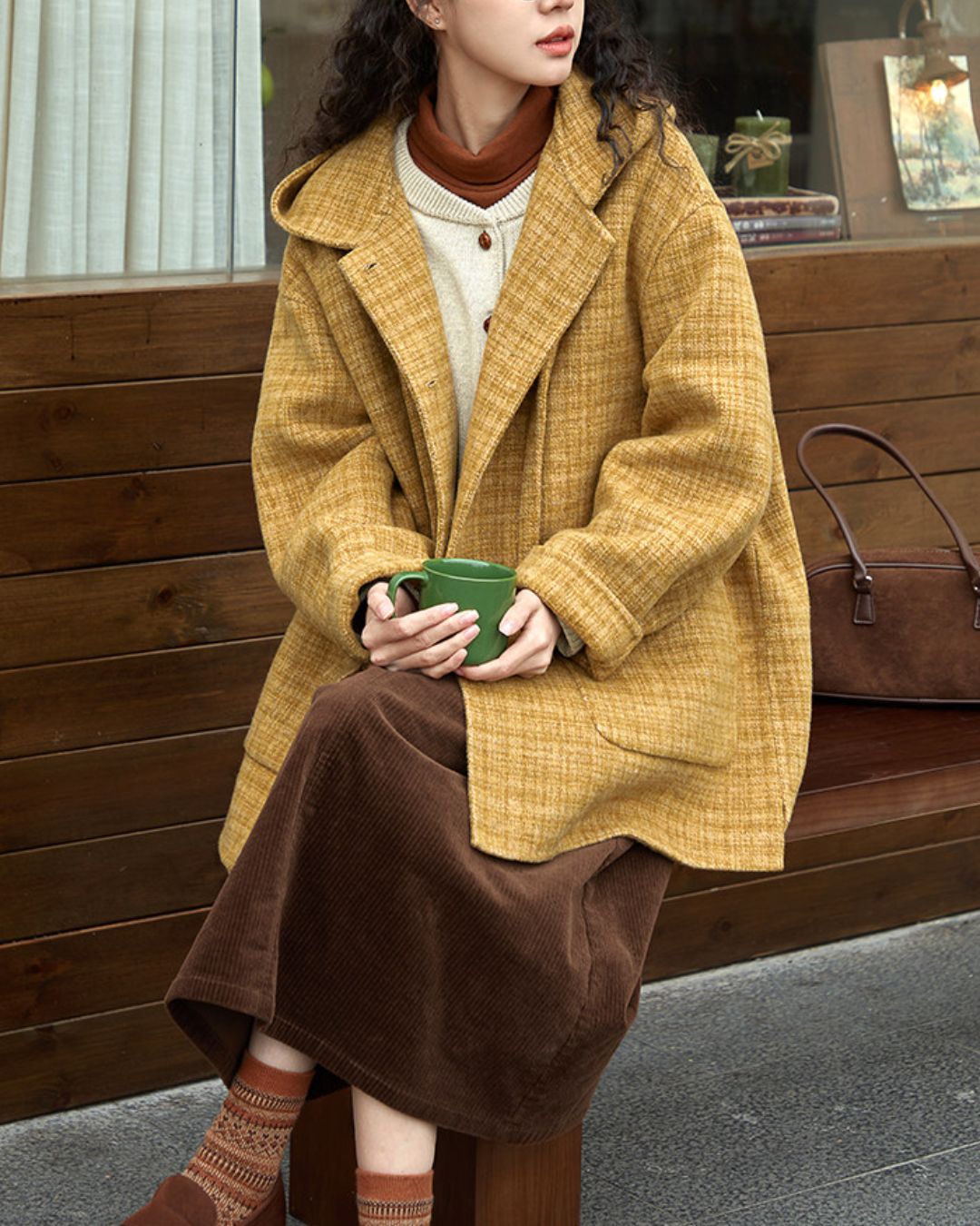 Wool Hooded Middle Coat　CT032