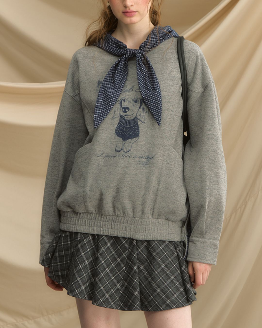 Draped Check Mini Skirt　SK004